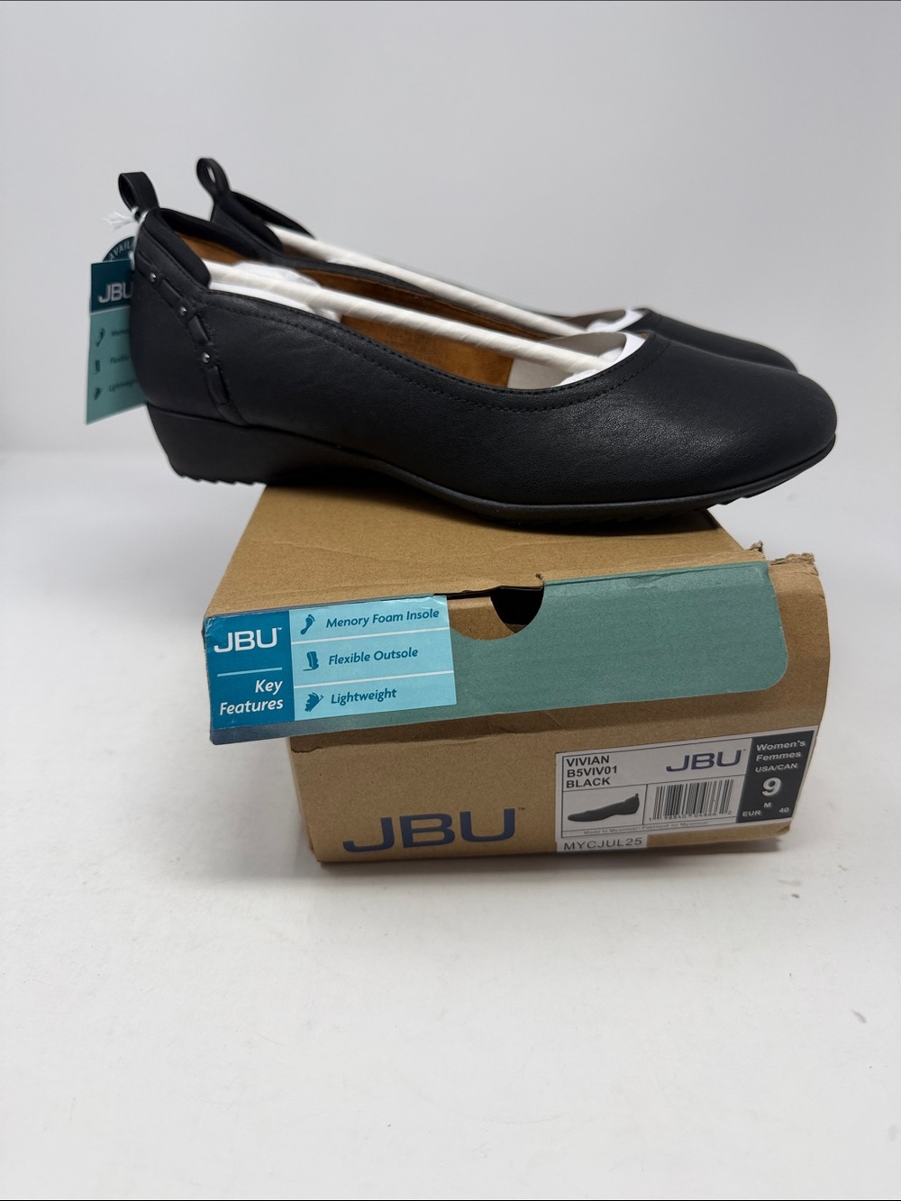 JBU Vivian Black Women's Ballet Wedge Flats